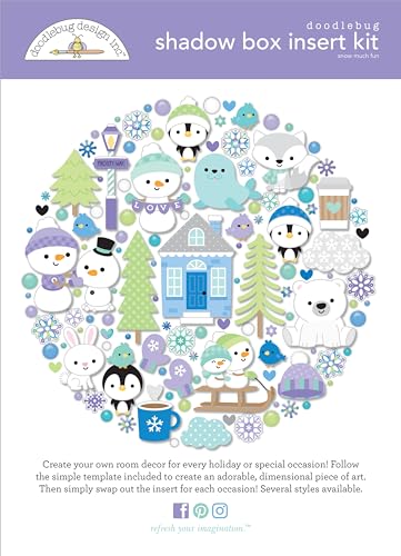 Doodlebug Design Shadow Box Insert Kit-Snow Much Fun, Blue