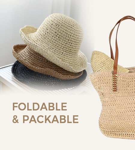 Sombrero de playa de paja para mujer con ala ancha miniatura 5