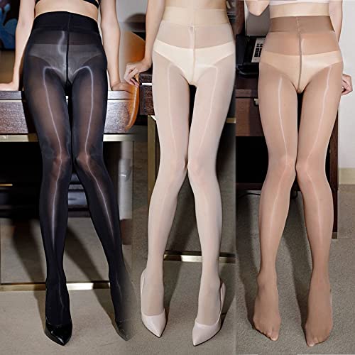 Calze Sexy Calze da Donna Sexy Lingerie Lucida a Olio Collant di Nylon UltraSottili Elastici Collant Lucidi Femminili Abbigliamento (caffè(B) A)