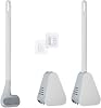 Toilet Brush, Long Handle Golf Toilet Brush with Holder 360° Deep Cleaning Flexible Silicone Toilet Cleaner Brush Wall Mounted for Bathroom 2Pcs White