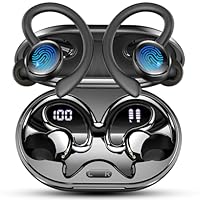 イヤホン bluetooth ワイヤレスイヤホン「最先端 Bluetooth5.4 搭載」瞬時接続 ブルートゥースHi-Fi 最大50時間再生 LEDディスプレイ表示 IPX7防水 Type‐C急速充電 小型軽量 耳掛け式 耳を塞がない 左右分離型 ENCノイズキャンセリング ビジネス/WEB会議/通勤/通学/スポーツ (ブラック)