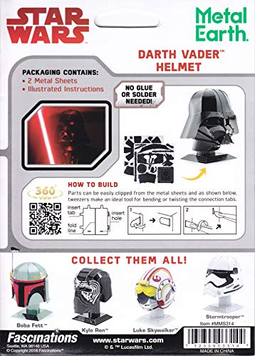 Fascinations Metal Earth Star Wars Darth Vader Helmet 3D Metal Model Kit #TOP6