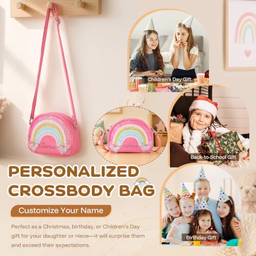 Image of Personalized Purse, Rainbow Glitter Custom Name Crossbody Bag