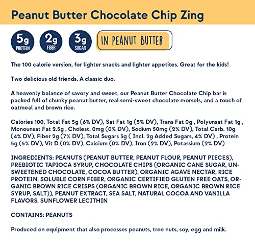 Zing Plant Based Protein Bar Minis | Peanut Butter Chocolate Chip, 18 Count | 100 Calorie Cookie Dough | 5G Protein And 3G Fiber | Vegan, Gluten Free, Non Gmo | Created By Professional Nutritionists #TOP1
