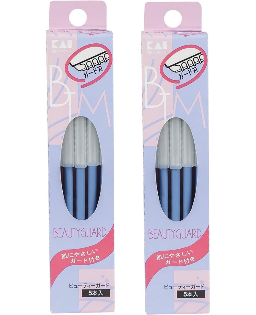 ■ Value 2-piece set (total of 10 pieces) ■ Kai Stainless Steel Beauty Guard 5 pieces (BTMG-5F) # long-selling L-shaped razor with stainless steel blade with guard : Beauty