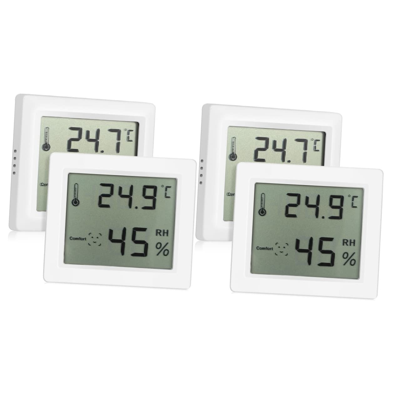 Baluue 4stücke Hygrometer Und Thermometer Für Innenräume Temperatur Und Feuchtigkeitsmonitor Mit Großem Lcd-display Präziser Messung Für Wohnräume Und Gewächshäuser