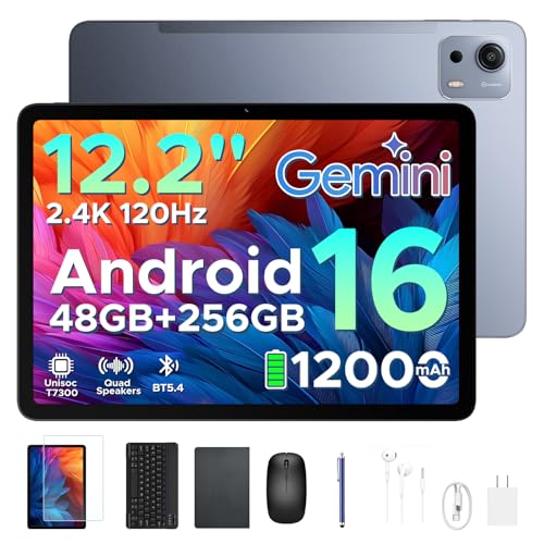Image of P12 Plus 12 Inch Tablet Android 16, T7300 Octa-core, 12000mAh /18W, 2.4K 120Hz, 48GB RAM+256GB ROM /2TB TF, Gemini AI, 5G WiFi, 8MP+13MP, Face ID, OTG, Widevine L1, Tablet with Keyboard and Pen,GRAY