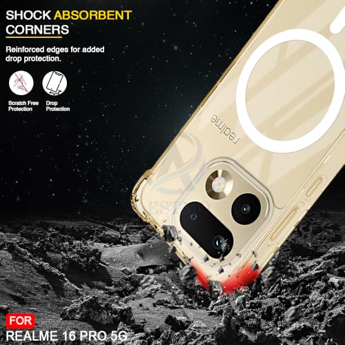 Image of AESTMO Clear Back Cover for Realme 16 Pro | 360 Protection | Transparent Back Cover for Realme 16 Pro (PC + TPU, Compatible with MagSafe Accessories, Transparent Bumper)