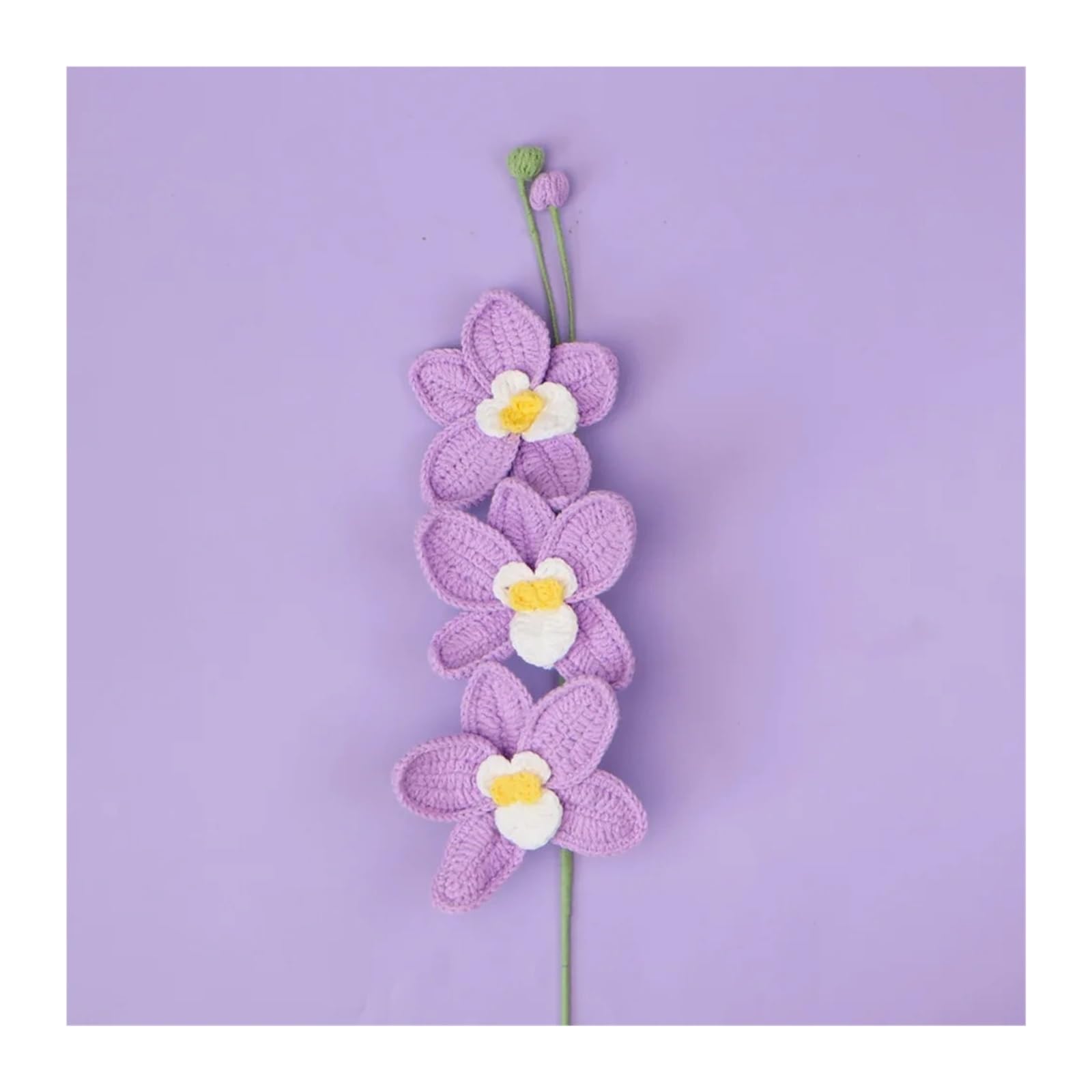 PawUniscript 2pcs Lovely Phalaenopsis Crochet Bouquet - Cute Knitting Flower For Wedding, Home Decor & Gift(Color5)