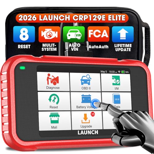 LAUNCH CRP129E 2026 OBD2 Scanner, 8 Reset Oil/EPB/TPMS/SAS/BMS/Throttle/DPF Reset, Injector Coding, ABS SRS Transmission Engine Code Reader, Lifetime Free Update Diagnostic Scan Tool, Auto VIN
