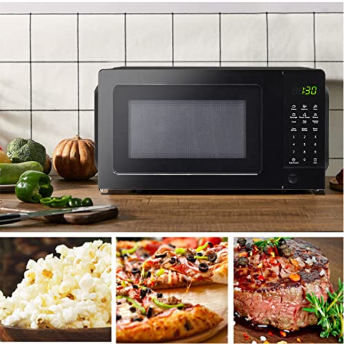 Techomey 0.7 Cu.ft Countertop Microwave Oven With Child Lock, 700W Small Microwave Ovens With Removable Turntable Push Button Door, 6 Auto Menus, Black #TOP6