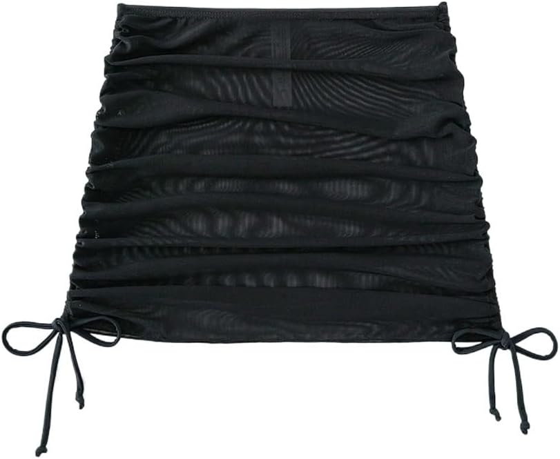 Womens Summer Beach Drawstring Side Mesh Skirt cover ups for swimwear