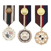 AHANDMAKER - Broches Militaires Vintage - Lot De 3 Insignes Combat (Médaille, Aigle, Ancre) - Alliage Bronze/Platine - Pour Veste Ou Manteau