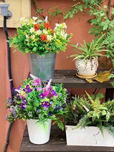 Wakisaki 9 Bundle Multi-Species Of Realistic Faux Plants Fake Flowers For Outdoor Planters, Artificial Flowers For Outdoors In Pot, Uv-Resistant For All Weather (Magenta & Lavender, 9) #TOP5