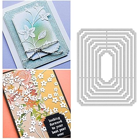 7Pcs/Set Rectangle Frame Metal Die Cuts, Stitched Rectangle Nesting Frame Tag Background Cutting Dies Cut Stencils for DIY Scrapbooking Album Decorative Embossing Paper Dies Card Making Cover