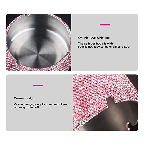 Bling Bling Rhinestone Car Ashtray,Morechioce Stainless Steel Cigarette Ash Tray Windproof Round Tabletop Ashtray Cigarette Smokeless Ashtray For Car,Home,Office,White #TOP7
