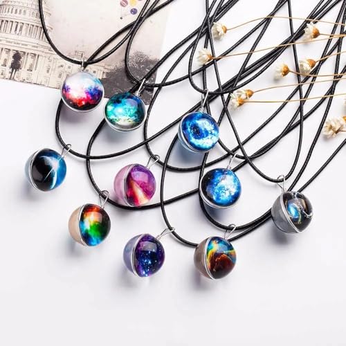 Collier astronaute étoiles et pendentif en verre motif planète pour hommes et femmes - 7