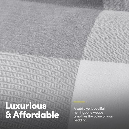 7 Piece Comforter Set Bag Solid Color All Season Soft Down Alternative Blanket & Luxurious Microfiber Bed Sheets, Twin, Checkered Box
