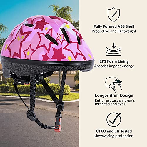 Asslen Kids Bike Helmet Suitable For Ages 3-8 Years Boys Girls, Adjustable Toddler Helmet With Knee Elbow Pads Wrist Guards Sports Protective Gear Set For Bike Bicycle Skateboard Scooter-Pink #TOP1