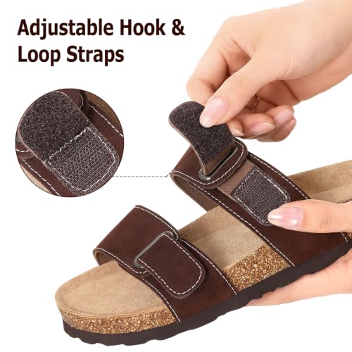 Image of ODOLY Unisex Comfortable Cork Footbed Slide Sandals with Arch Support | Adjustable Buckle, Lightweight Summer Sandals for Travel and Everyday Wear