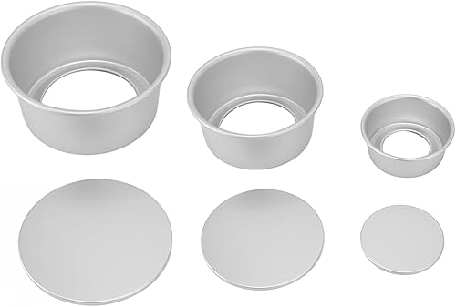 Juego de moldes redondos para pasteles de 4, 6 y 8 pulgadas, con parte inferior extraíble, capa de aleación de aluminio, herramienta para hornear,