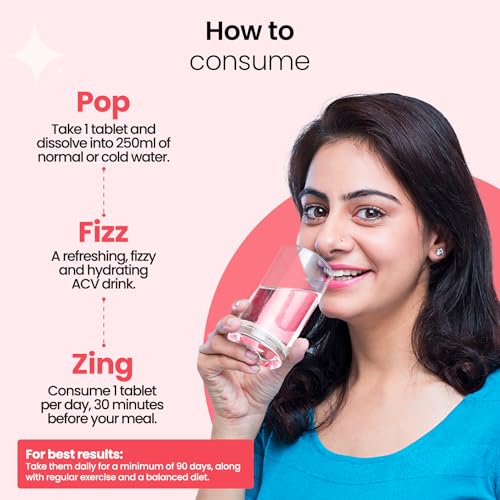 Image of Zingavita Apple Cider Vinegar 1500mg Tablet for Weight Management, With Garcinia, Green Tea, Fenugreek, Cinnamon, Vitamin C, B12 & B6, No Added Sugar - Pack of 3