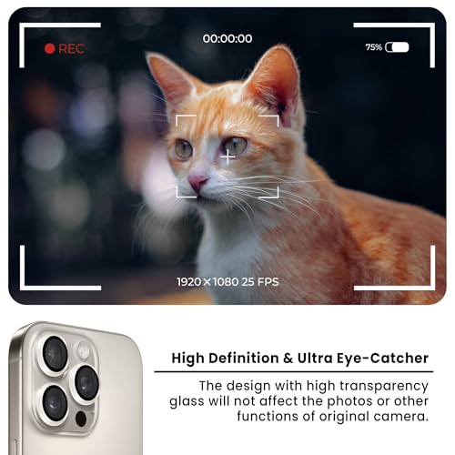 Image of ArmourPro Premium Camera Lens Protector Tempered Glass Compatible For iPhone 16 Pro Max and iPhone 16 Pro Tough HD Individual Aluminum Alloy Rings 9H Camera Cover , Scratch-Resistant,Camera Lens Protection| Titanium Grey