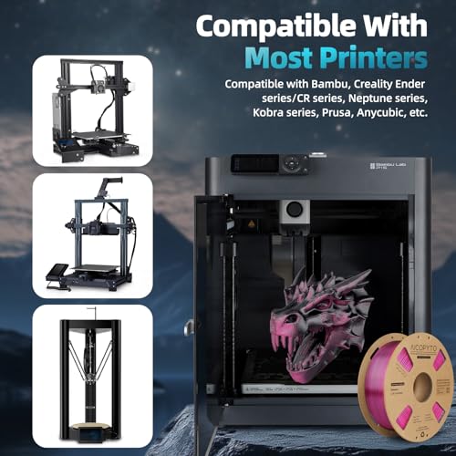 Image of Dual Color Silk PLA 3D Printer Filament 1.75mm, Dual Color 2-in-1 Black-Red Silk Filament 1KG Spool (2.2lbs) Dimensional Accuracy Probability + /- 0.02mm Fits Most FDM 3D Printers, Red-Black