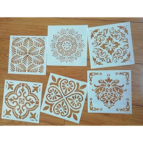 Mandala Reusable Stencil Set of 6 (6x6 inch) Painting Stencil, Laser Cut Painting Template for DIY Decor, Painting on Wood, Airbrush, Rocks and Walls Art(E) Cover