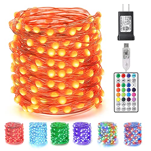 Brizled 33Ft 100 Led Purple & Orange Halloween Lights + 200 Led Orange Halloween Fairy Lights For Halloween Indoor Outdoor Decorations #TOP5