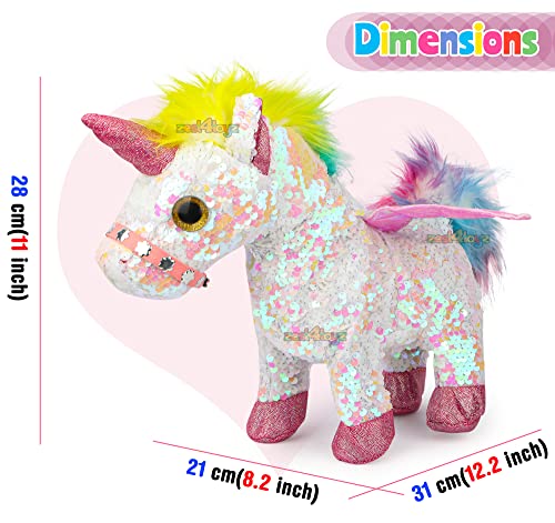 Image of Zest 4 Toyz Soft Plush Unicorn Musical Toys Reversible Sequin Unicorn with Sound Toys for Kids Birthday Gift (Pack of 1) Random Color Dispatch
