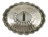 Conchos Mixed Finishes Western 1 1/4" Oval; Scalloped Style Slotted - (20 Pieces, Nickel)