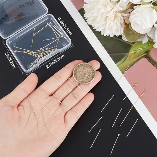 Beebeecraft 1 Box 40Pcs 2 Colors 25mm/1 Inch Ball Head Pins 18K Gold Plated Sterling Silver Bendable Headpin for Jewellery Making 24 Gauge/0.5mm - Image 3