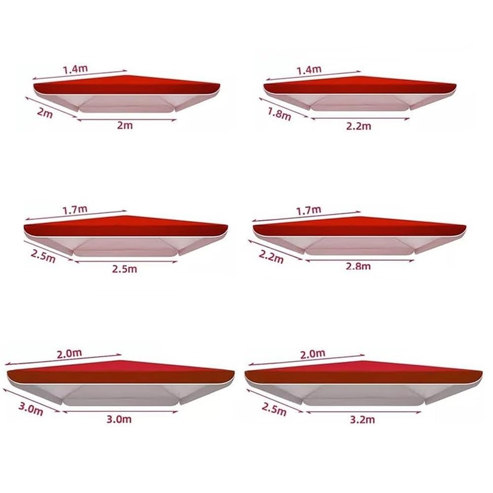 300 x 300 cm Zapasowy baldachim do kwadratowego parasola tarasowego - bordowa zewnętrzna osłona przeciwsłoneczna z 4 żebrami (2,2 x 1,8 m) - rama nie jest dołączona