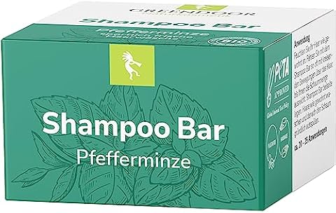 GREENDOOR Bio Shampoo Bar miętowy 75 g normalnych i przetłuszczających się włosów, mocny łagodny naturalny kosmetyk, szampon do włosów bez silikonów, plastik, dla kobiet i mężczyzn, naturalna