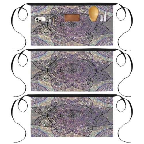 Demi-tablier de cuisine multicolore hippie pour la pâtisserie et le ménage quotidien