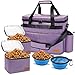 Borsa da Viaggio per Cani, Borsa per Animale Domestico Approvata Dalla Compagnia Aerea con Tasche Multifunzione, 2 Contenitori per Alimenti, 2 Ciotole Pieghevoli, ideale per Viaggi, Campeggio (Viola)