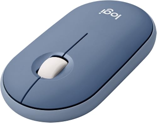 Logitech Mouse inalámbrico Pebble con Bluetooth o receptor de 2,4 GHz - Blueberry