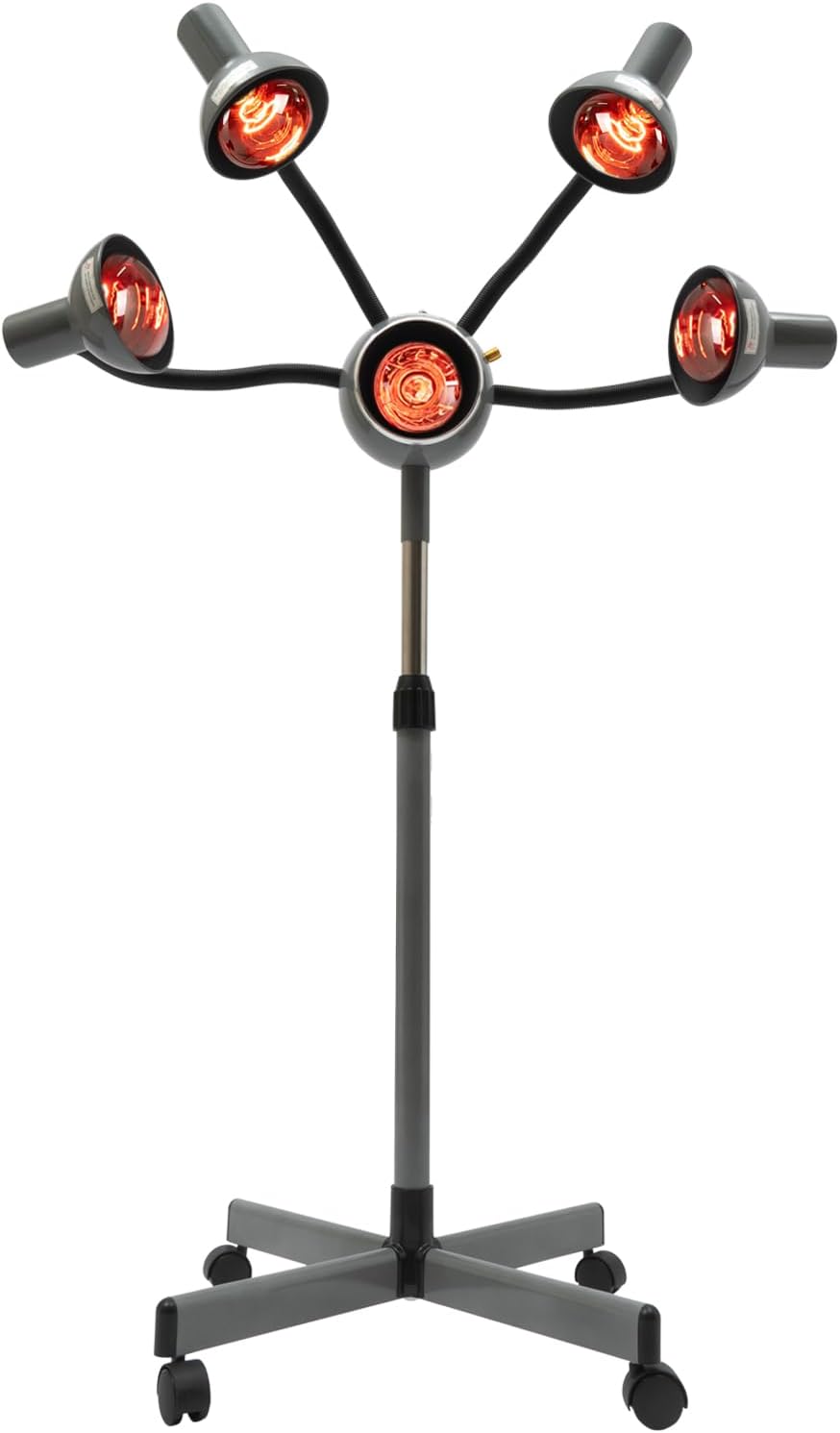 750W Standing Hooded Hair Dryer with 5 Infrared Lamps – Adjustable Height Salon Hair Steamer & Head Dryer with Rolling Base – Professional Stand Up Hair Dryer for Hair Styling and Care