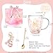 Imagen de Regalos Originales para Mujer Tazas de Café Regalo Cumpleaños para Ella Tazas Te Expreso Personalizadas Regalos Boda Amistad Adorables Tazas de Vidrio Doble Pared Regalos Navidad Accesorios Rosados