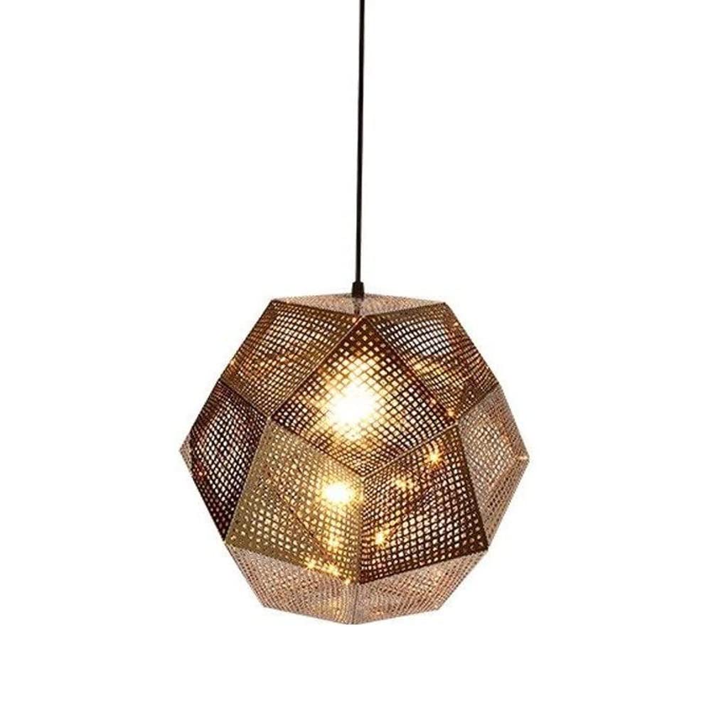 FZQSXAZU E27 Socket Lamp-Base Nordic Simple Geometric Metal Chandelier Plating Wrought Iron Ceiling Lamp Restaurant Hanging Droplight Personality Creative Durable/Gold_25Cm