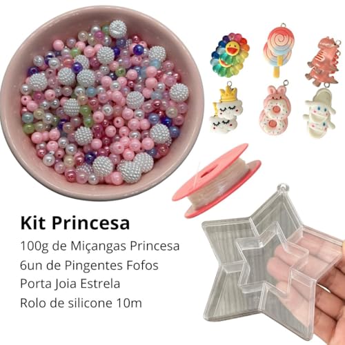 Kit de Miçangas Princesa com Porta Joia e Rolo de Silicone