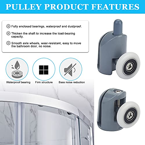 STCRERAG 8 Stücke Duschtür Rollen 23mm Duschkabinen Ersatzteile Laufrollen Anti-Rost Duschtürrollen Ruhig Dusche Schiebetür Rollen Dauerhaft Laufrollen Duschtüren für Badezimmertüren Glastür