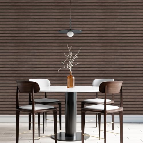 Yun-aeon Natural Wood Peel and Stick Wallpaper Wood Slats - 17.3"x 120" Dark Brown Self-Adhesive Waterproof Vinyl Removable Wall Paper for Wall Decor Bedroom by Yun-aeon - Image 4