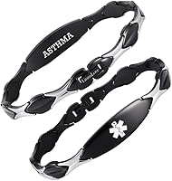 Vista 8 de LinnaLove Pulseras de alerta médica personalizadas para mujer, pulseras médicas de emergencia de acero inoxidable con grabado gratuito (7.5)