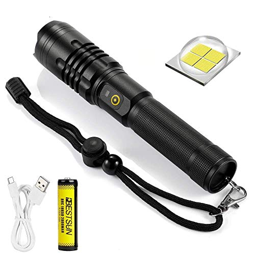 Linternas Led Alta Potencia Militar Linterna LED recargable USB Windfire, linterna LED de alta potencia de 8000 lúmenes con 5 modos de iluminación Zoom...