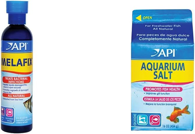 API MELAFIX Freshwater Fish Bacterial Infection Remedy 237 ml Bottle & AQUARIUM SALT Freshwater Aquarium Salt 453-Gram Box
