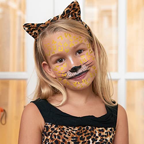 12 Sheet Halloween Cheetah Temporary Tattoo Temporary Leopard Print Temporary Tattoo Gold Leopard Face Decals Gold Temporary Tattoo Stickers Cheetah Accessories For Women Decor #TOP5