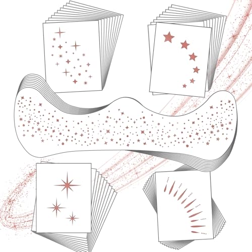 20 Pcs Face Makeup Patches, Glitter Freckles Face Tattoo for Teenagers & Young Women, Sparkle Freckles Makeup Patches, Waterproof Face Glitter Freckles for Christmas (Rose Gold)