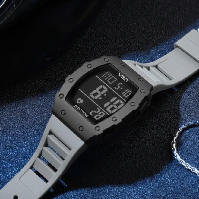 Image of V2A Digitron Tonneau 2118 Sports Watch for Men & Boys | Rugged Design | Big Dial | Alarm, Stopwatch, 12 /24H | 3 ATM Water Resistant | Luminous Display | Sports, Fitness, Outdoor & Training | Gifts for Men & Boy